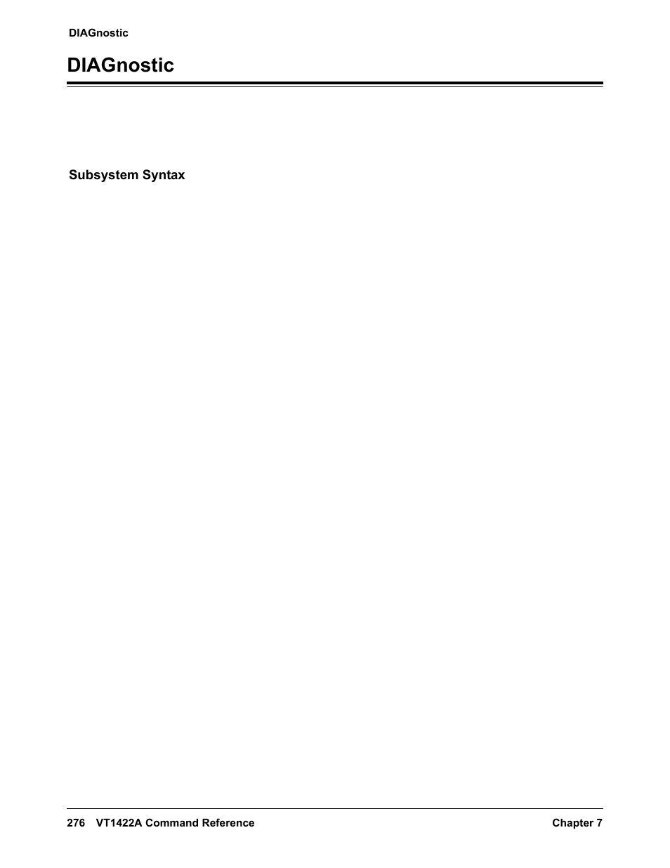 Diagnostic, Subsystem syntax | VXI VT1422A User Manual | Page 278 / 529