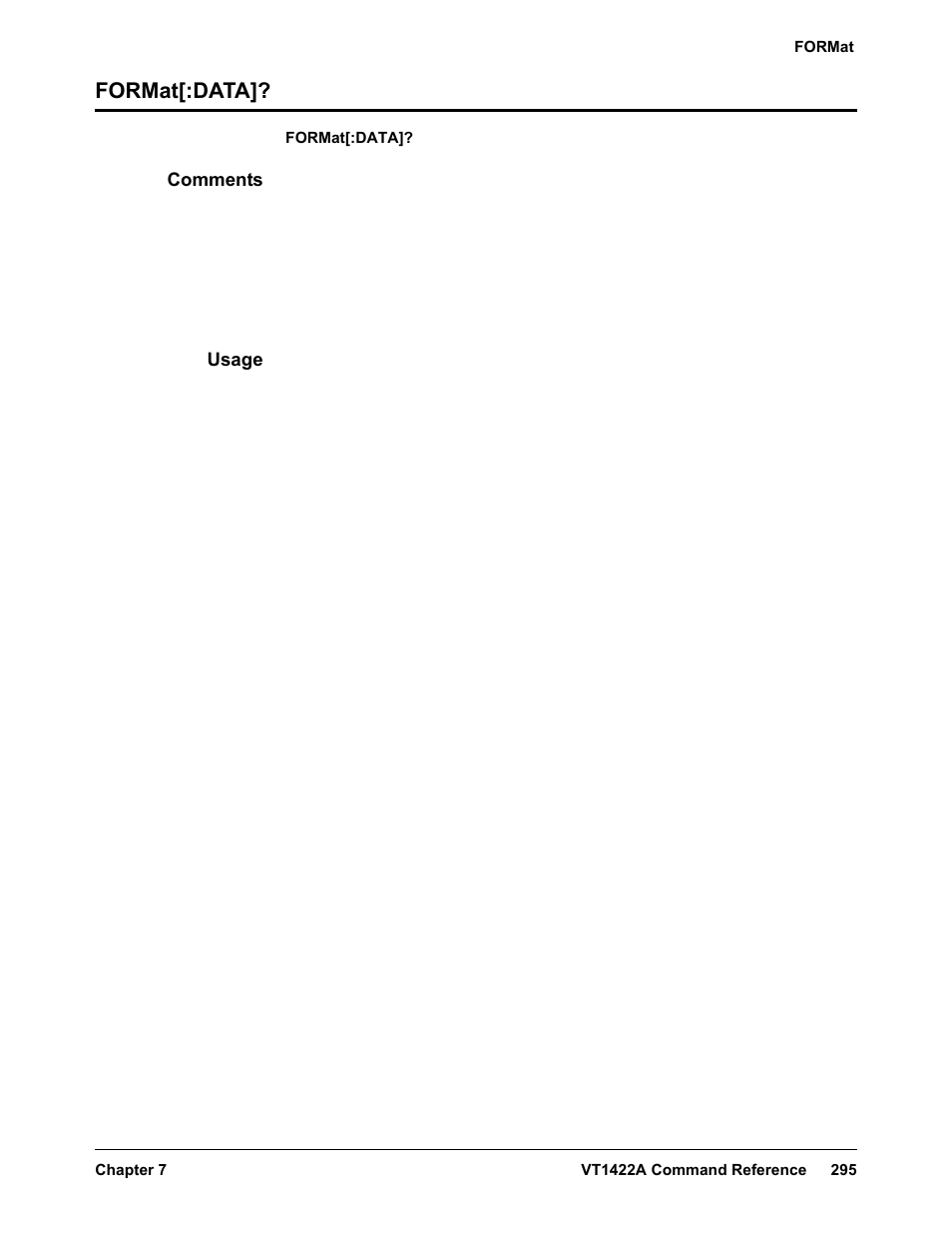 Format[:data, Comments, Usage | VXI VT1422A User Manual | Page 297 / 529