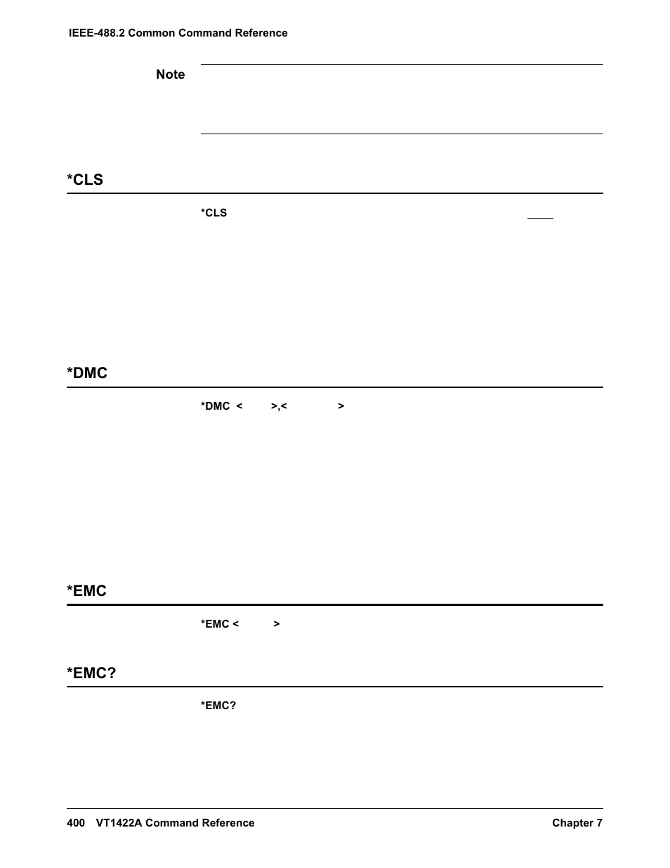 Cls *dmc *emc *emc | VXI VT1422A User Manual | Page 402 / 529