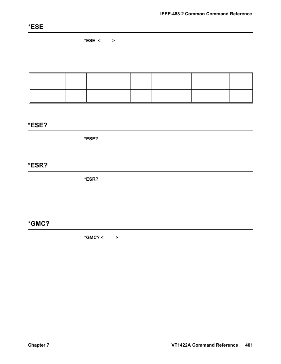 Ese *ese? *esr? *gmc | VXI VT1422A User Manual | Page 403 / 529