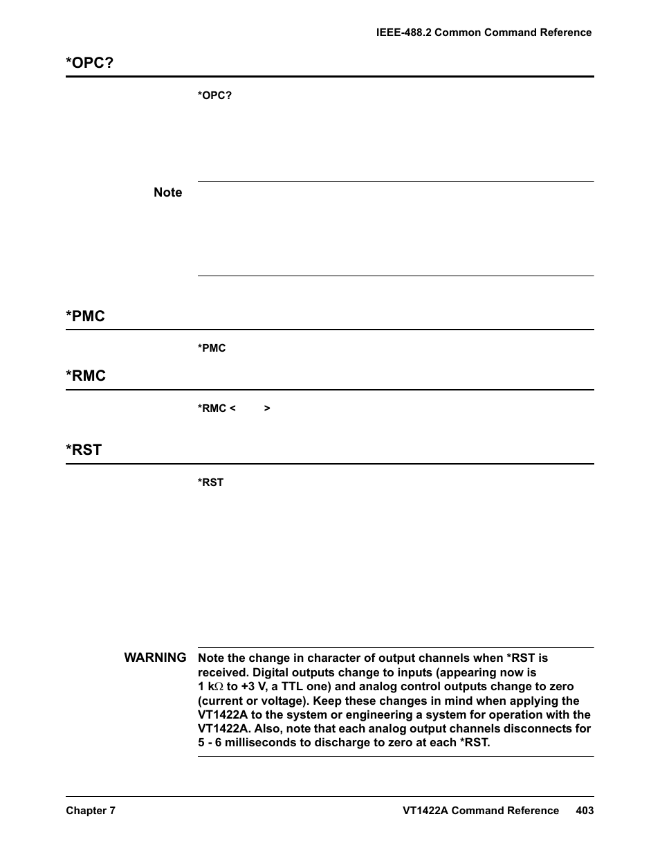 Opc? *pmc *rmc *rst | VXI VT1422A User Manual | Page 405 / 529