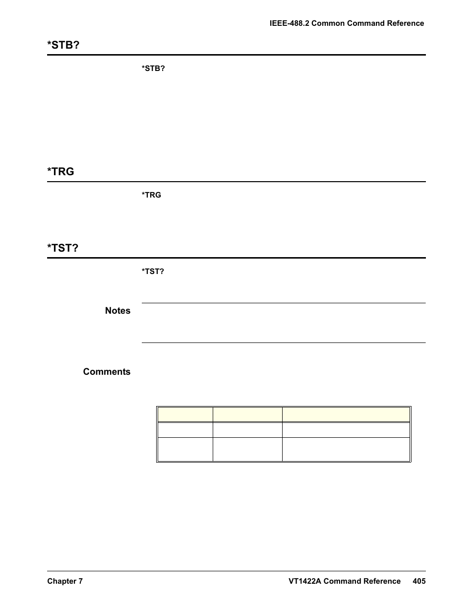 Comments, Stb? *trg *tst | VXI VT1422A User Manual | Page 407 / 529