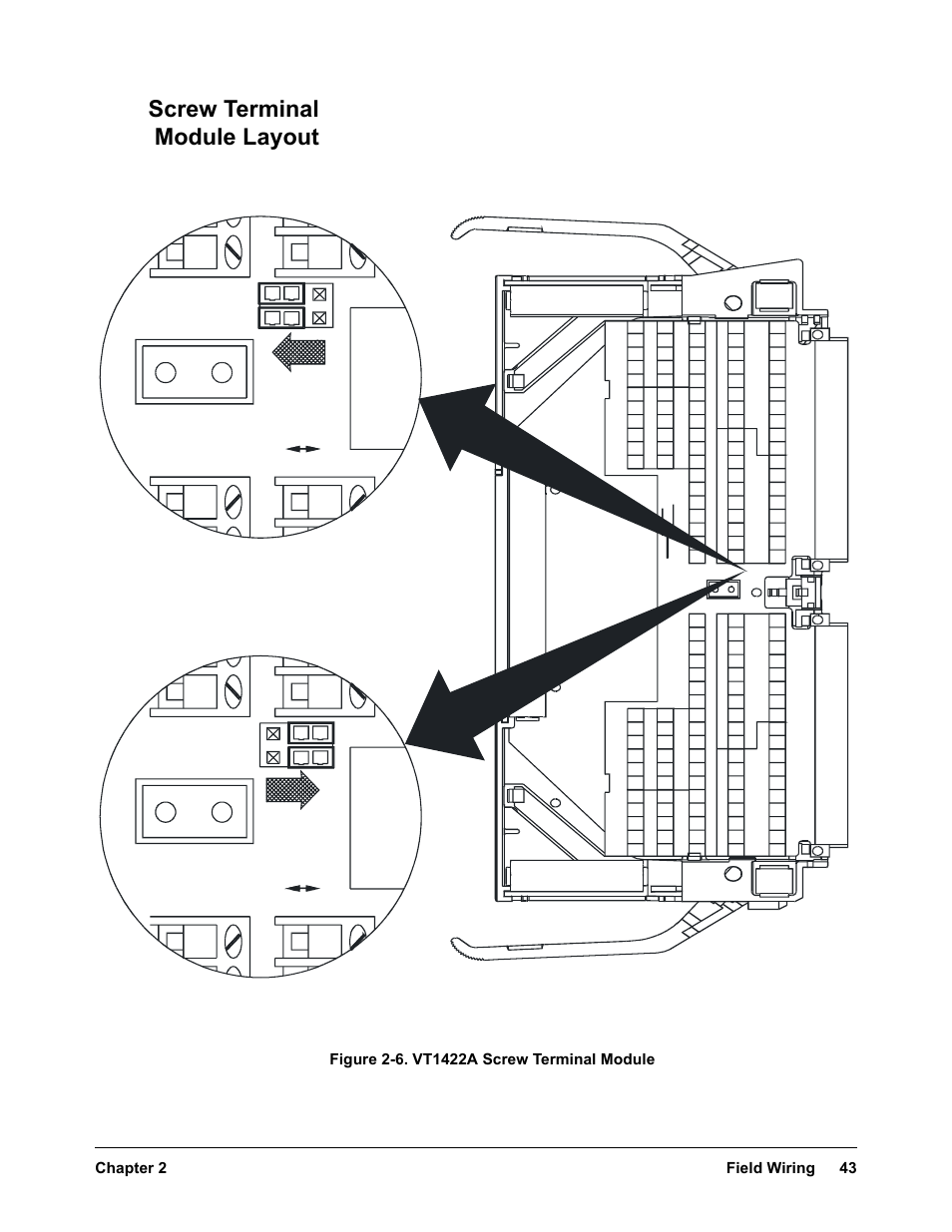 Screw terminal module layout, H 2-6, Rt 1 | VXI VT1422A User Manual | Page 43 / 529