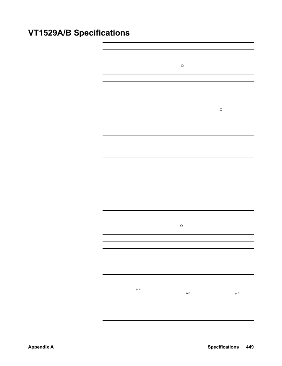 Vt1529a/b specifications | VXI VT1422A User Manual | Page 451 / 529