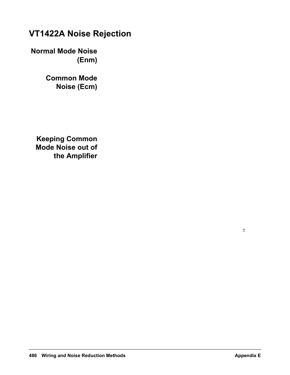 Vt1422a noise rejection, Normal mode noise (enm), Common mode noise (ecm) | Keeping common mode noise out of the amplifier | VXI VT1422A User Manual | Page 488 / 529