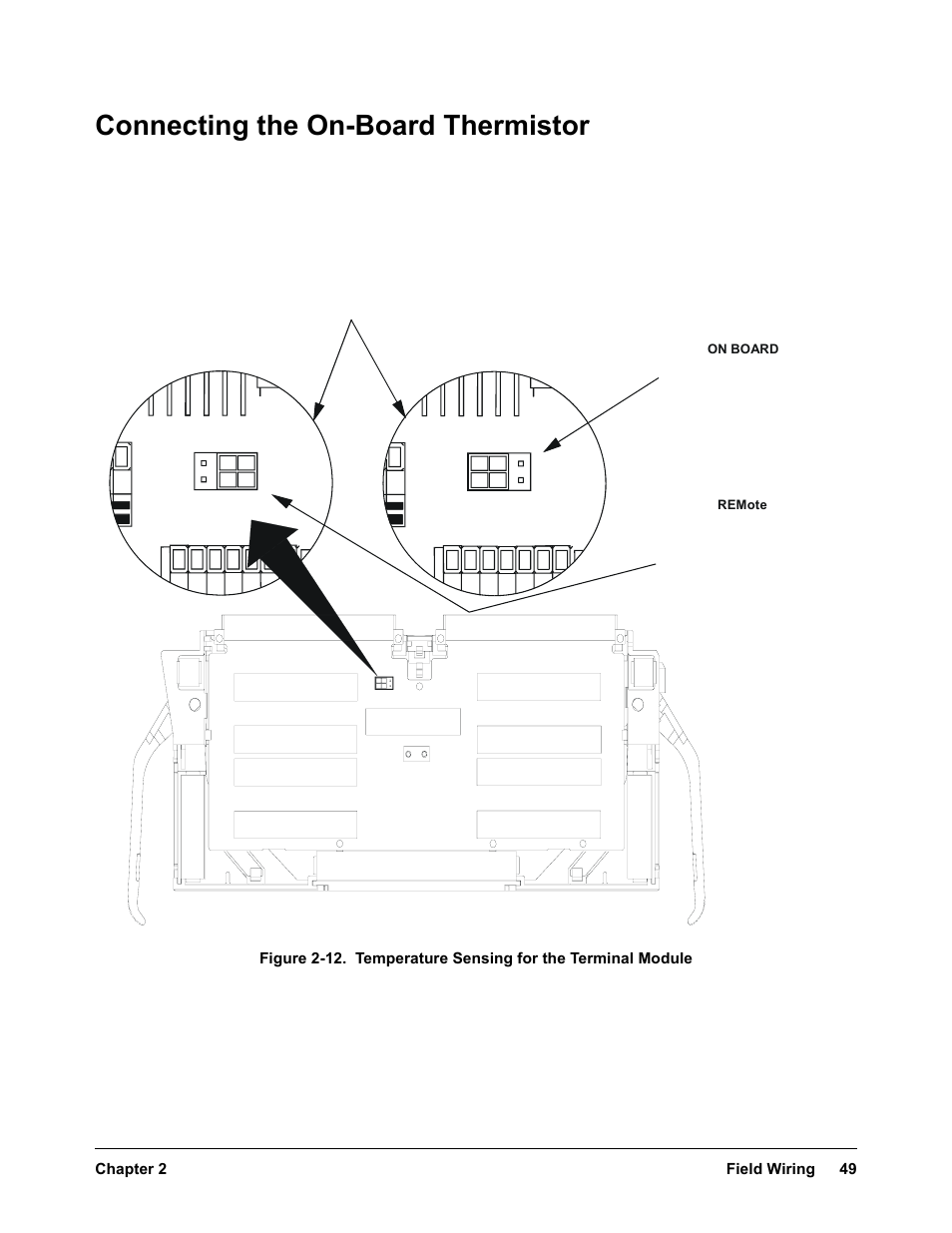 Connecting the on-board thermistor, Field wiring 49 chapter 2 | VXI VT1422A User Manual | Page 49 / 529