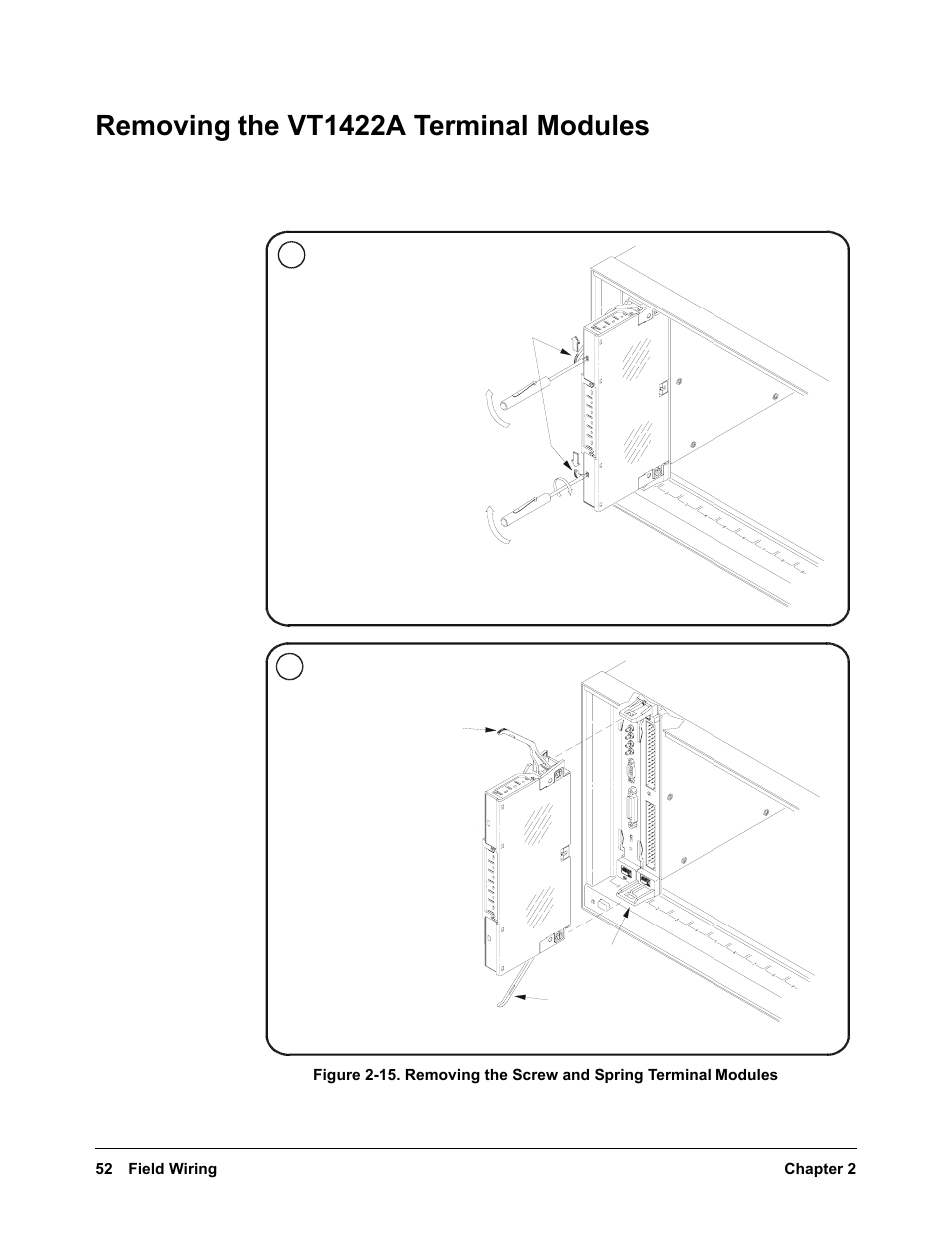 Removing the vt1422a terminal modules | VXI VT1422A User Manual | Page 52 / 529