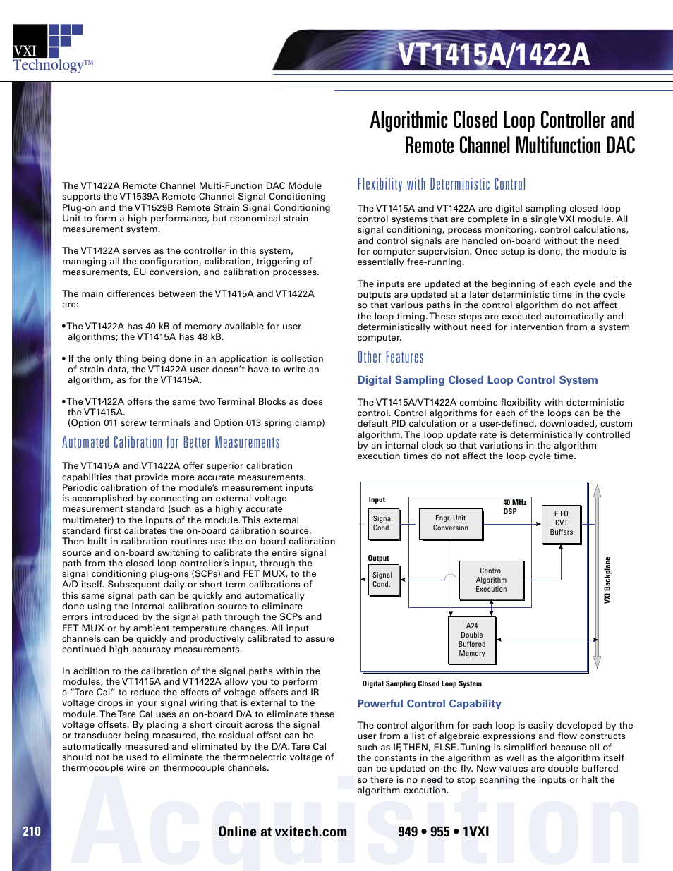 Acquisition, Technology, Automated calibration for better measurements | Flexibility with deterministic control, Other features | VXI VT1422A User Manual | Page 524 / 529