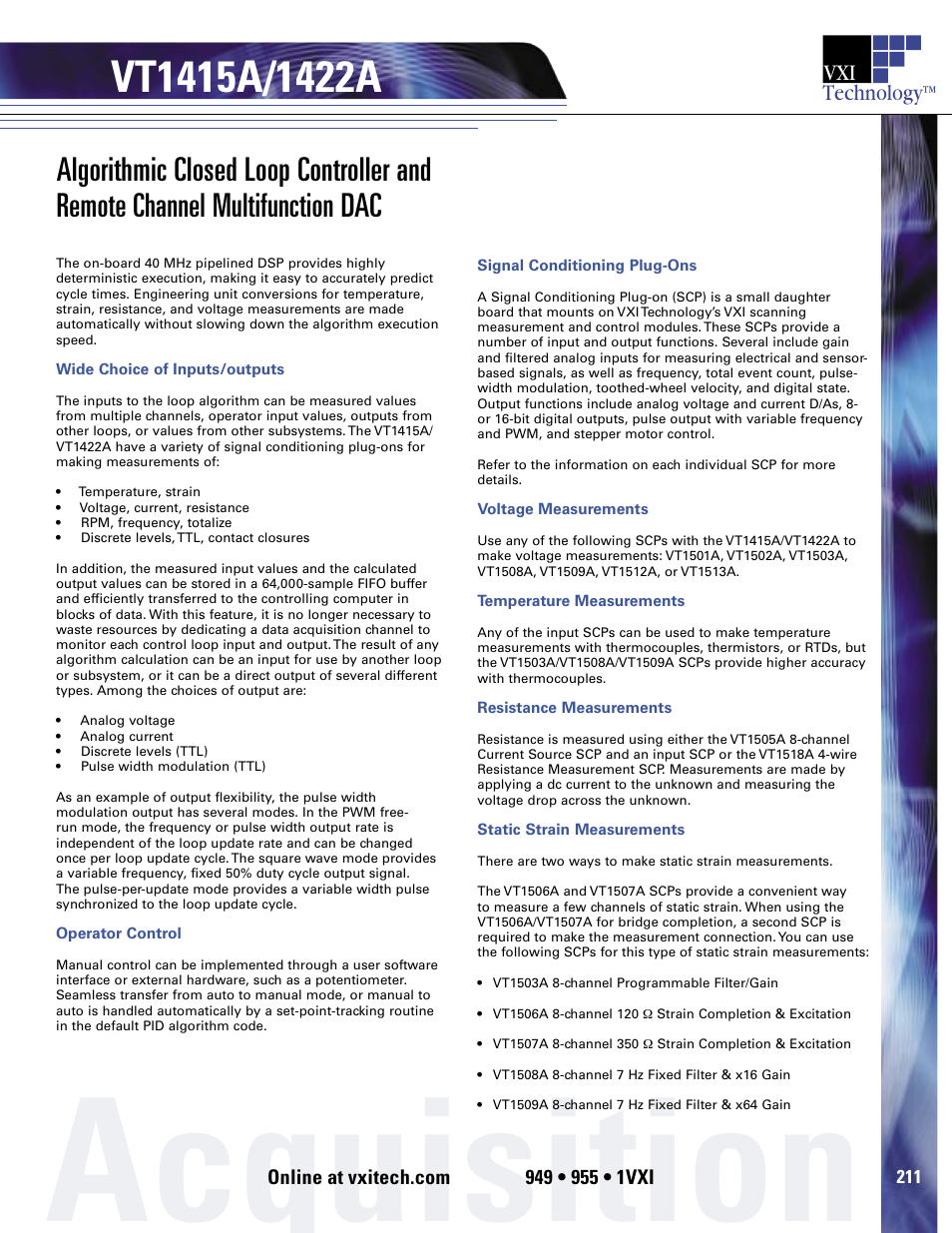 Acquisition, Technology | VXI VT1422A User Manual | Page 525 / 529