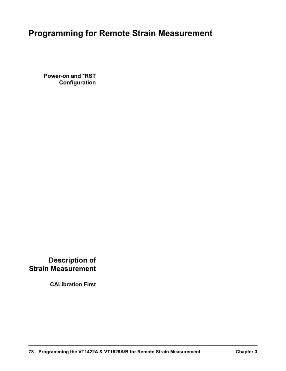 Programming for remote strain measurement, Power-on and *rst configuration, Description of strain measurement | Calibration first | VXI VT1422A User Manual | Page 80 / 529