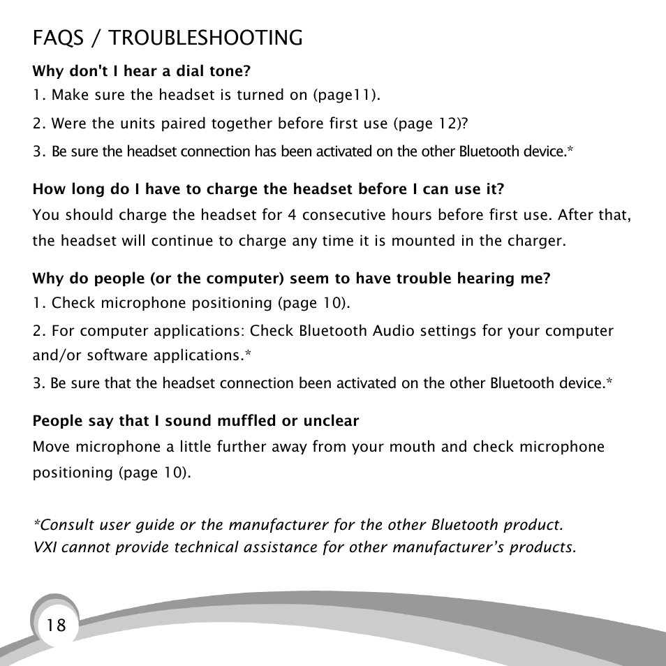 Faqs / troubleshooting | VXI B150-GTX User Manual | Page 18 / 24