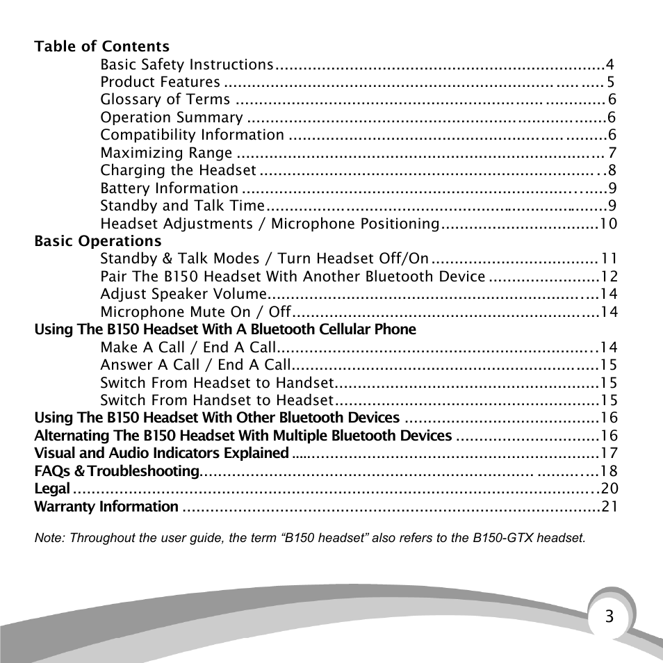 VXI B150-GTX User Manual | Page 3 / 24