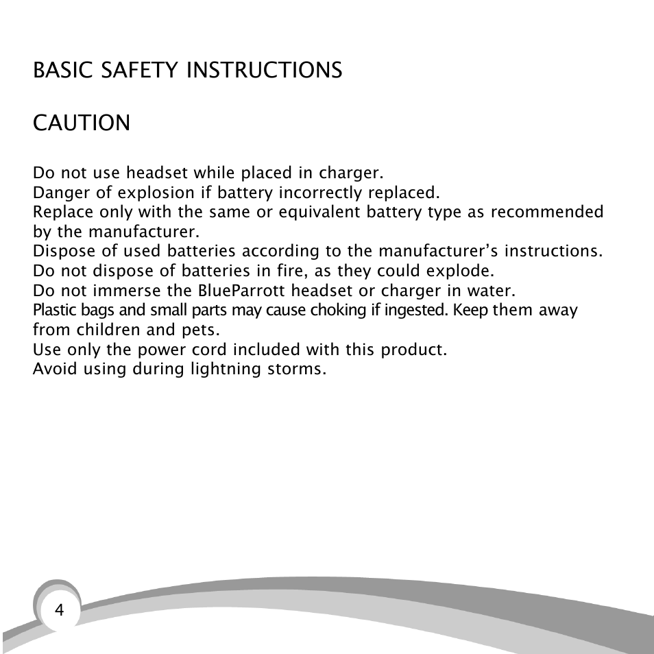 Basic safety instructions caution | VXI B150-GTX User Manual | Page 4 / 24