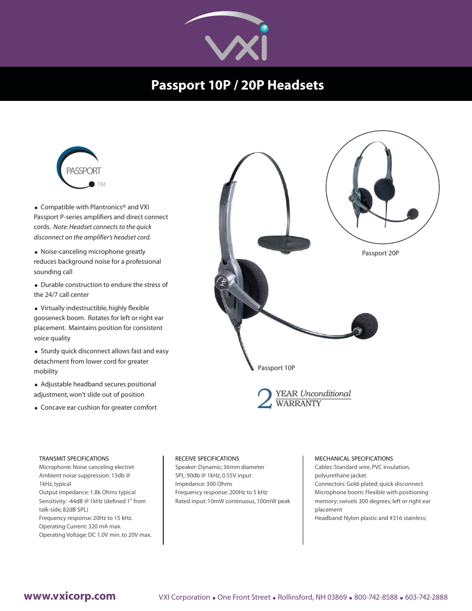 VXI Passport 10P User Manual | 1 page