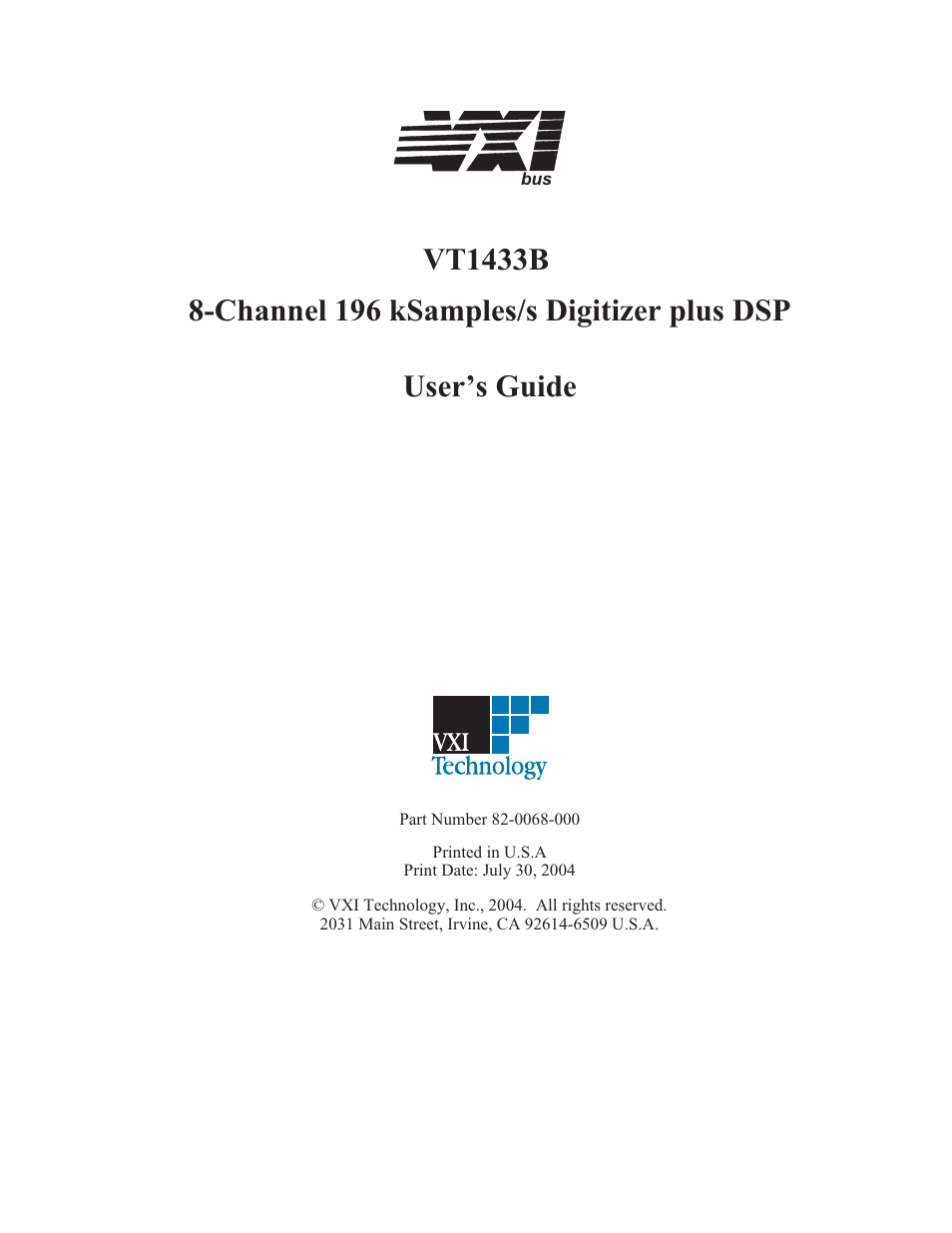 VXI VT1433B User Manual | 203 pages