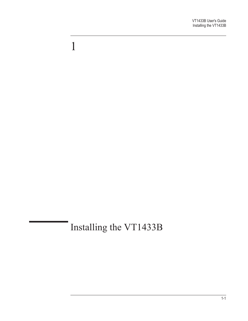 Chapter 1. installing the vt1433b, Installing the vt1433b | VXI VT1433B User Manual | Page 11 / 203