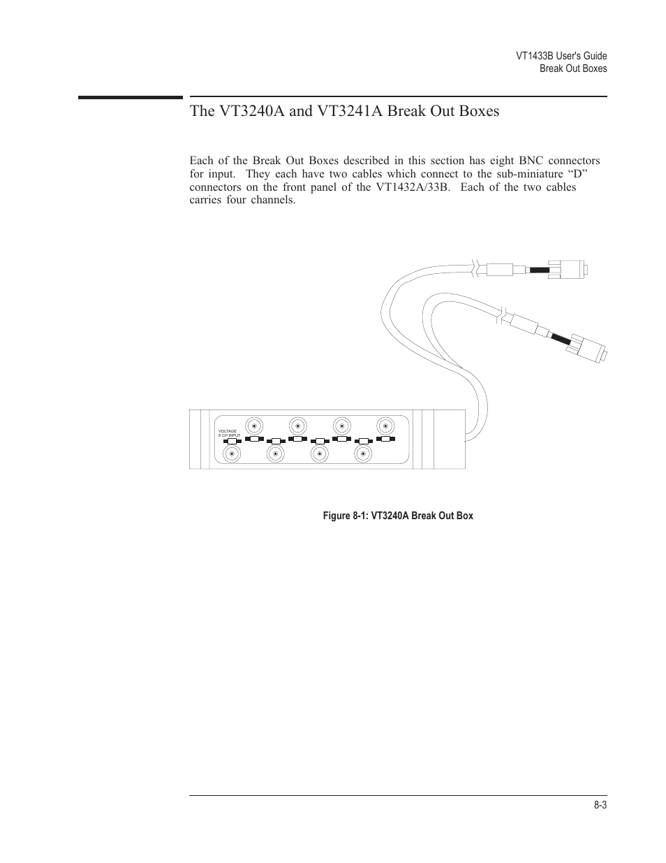 The vt3240a and vt3241a break out boxes 8-3 | VXI VT1433B User Manual | Page 139 / 203