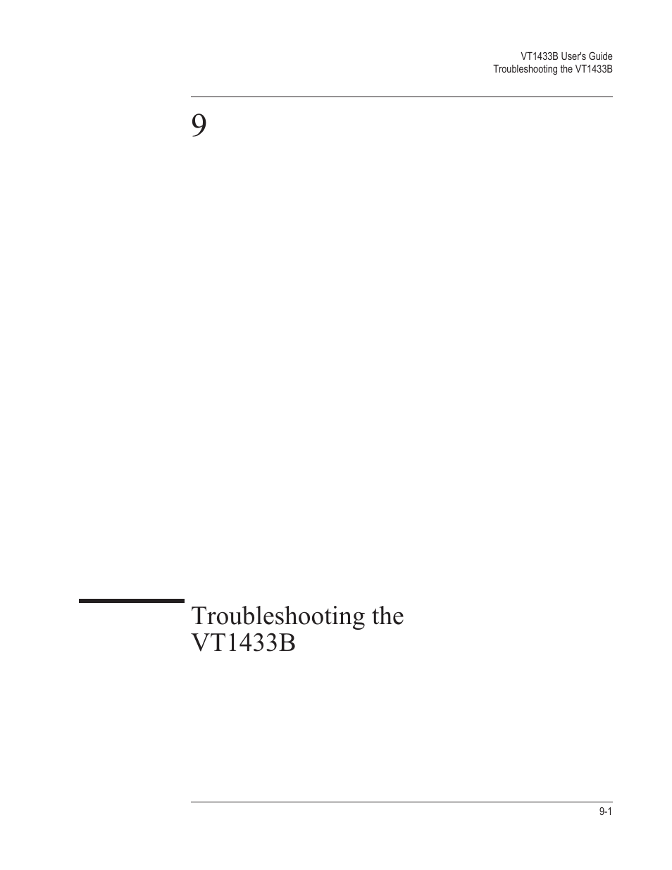 Chapter 9. troubleshooting the vt1433b, Troubleshooting the vt1433b | VXI VT1433B User Manual | Page 145 / 203