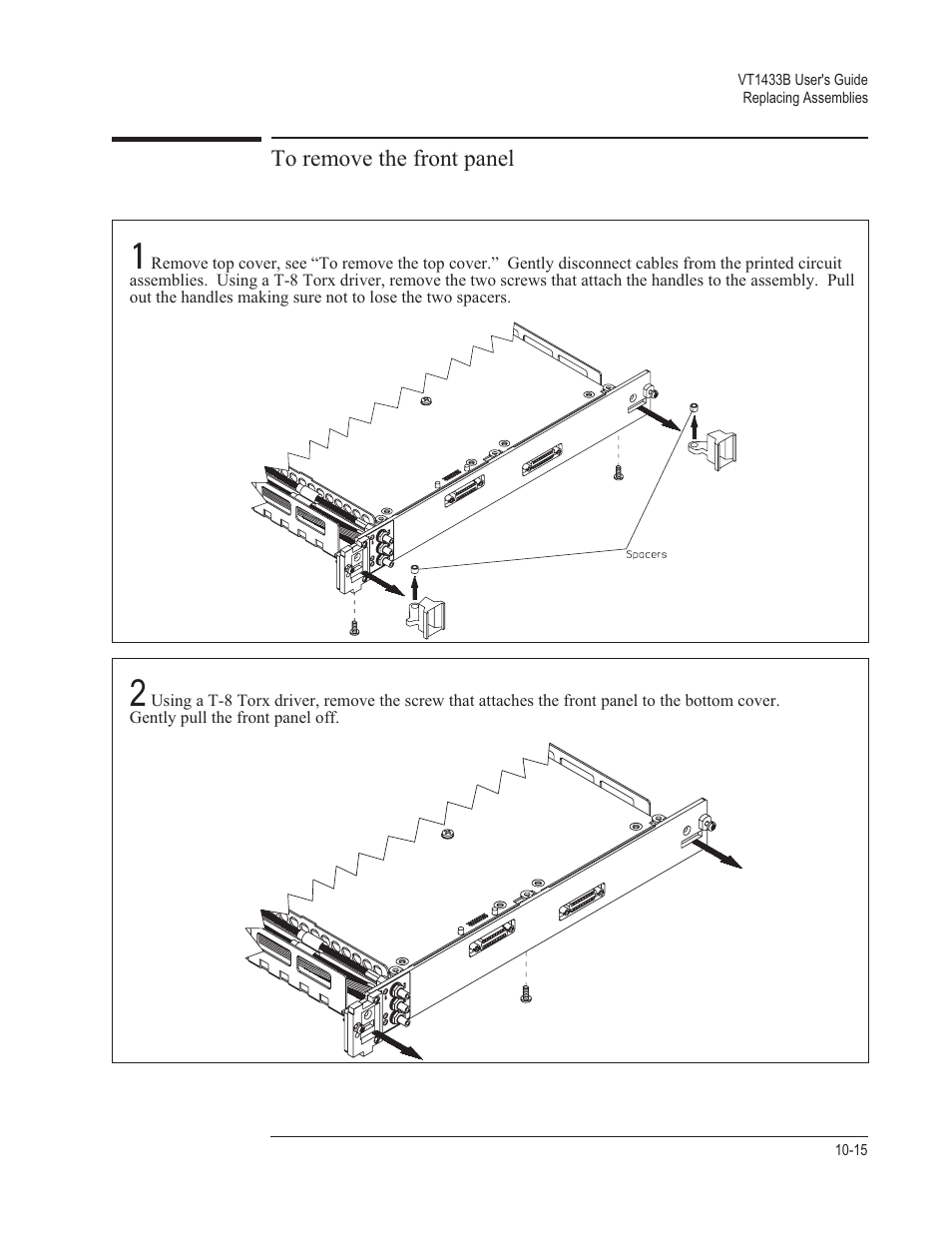 To remove the front panel 10-15 | VXI VT1433B User Manual | Page 163 / 203