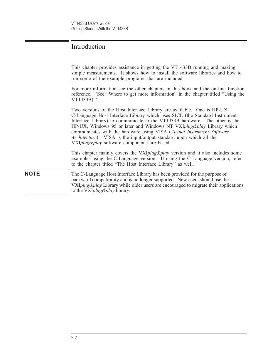 Introduction 2-2, Introduction | VXI VT1433B User Manual | Page 20 / 203