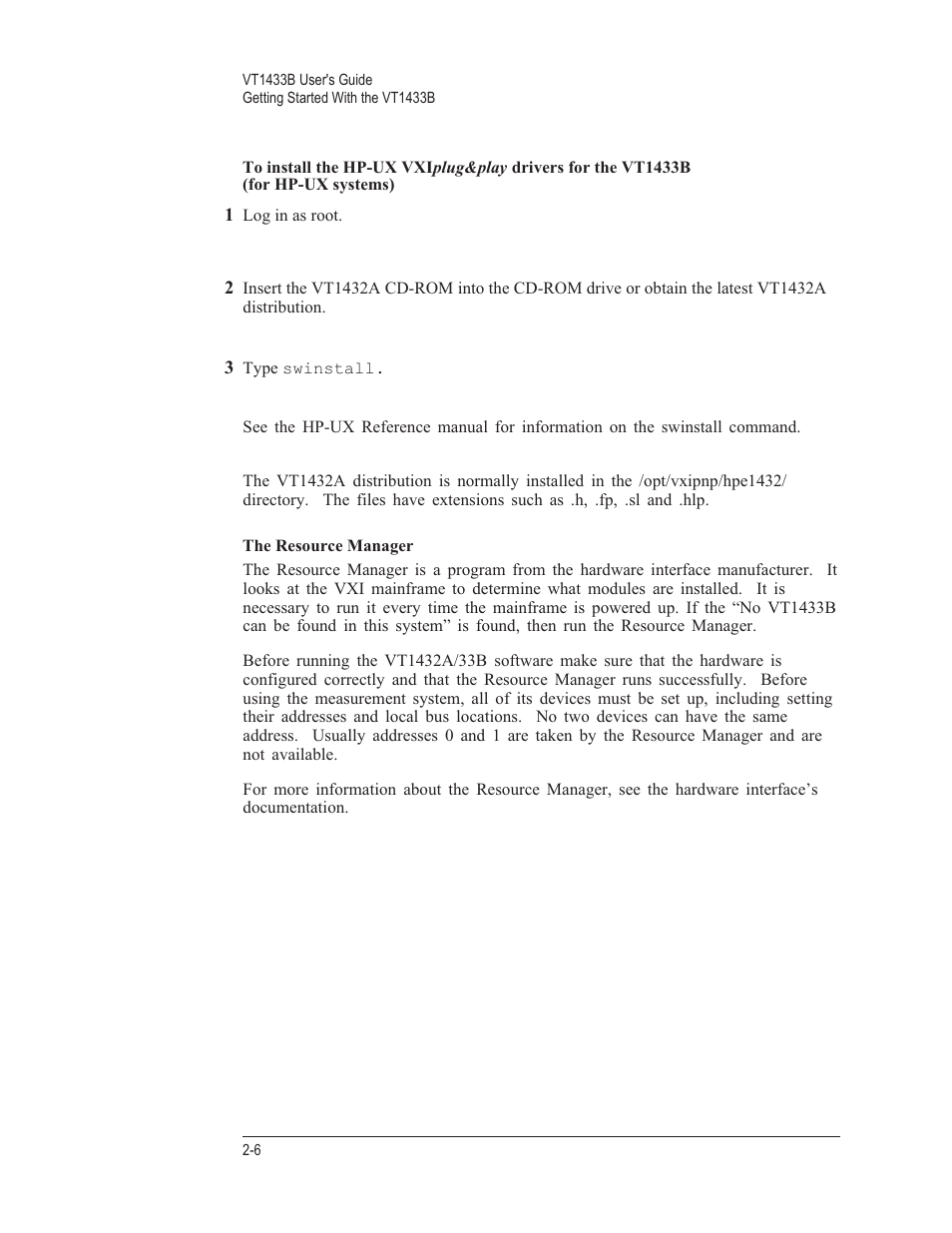 The resource manager 2-6 | VXI VT1433B User Manual | Page 24 / 203