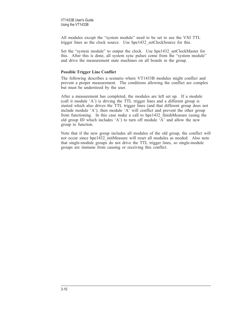 Possible trigger line conflict 3-10 | VXI VT1433B User Manual | Page 48 / 203