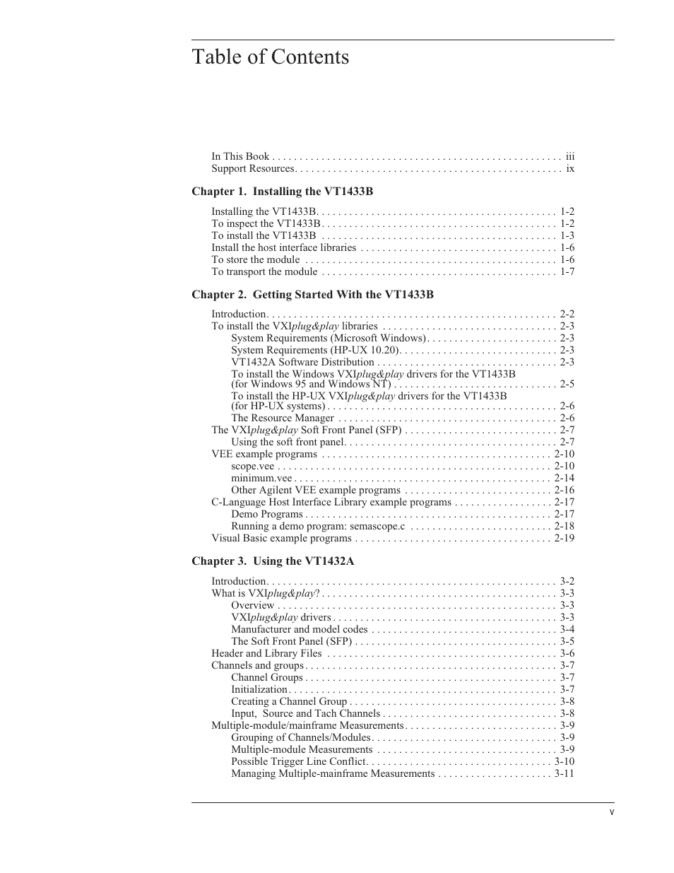 VXI VT1433B User Manual | Page 5 / 203