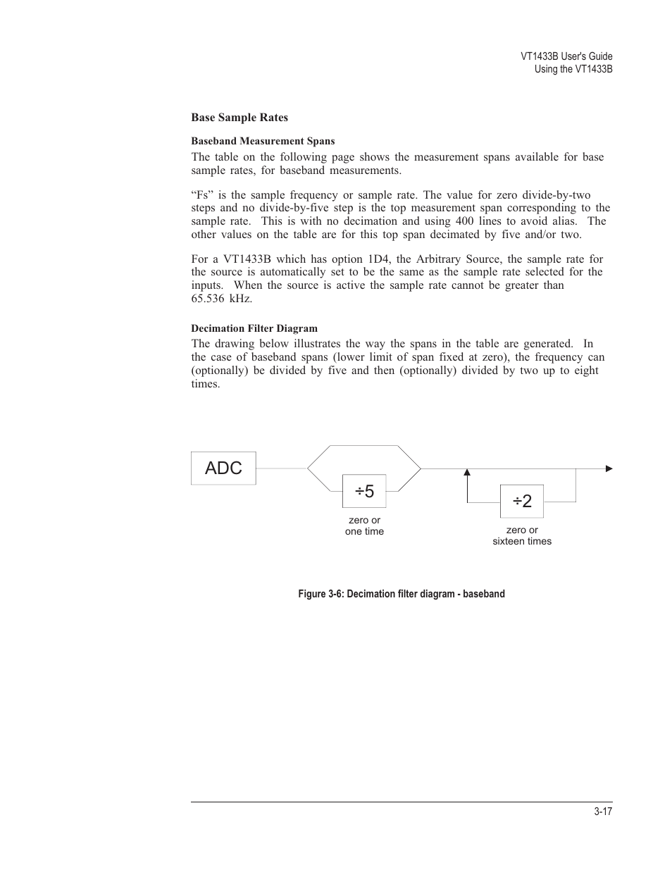Base sample rates 3-17, Ч5 ч2 | VXI VT1433B User Manual | Page 55 / 203