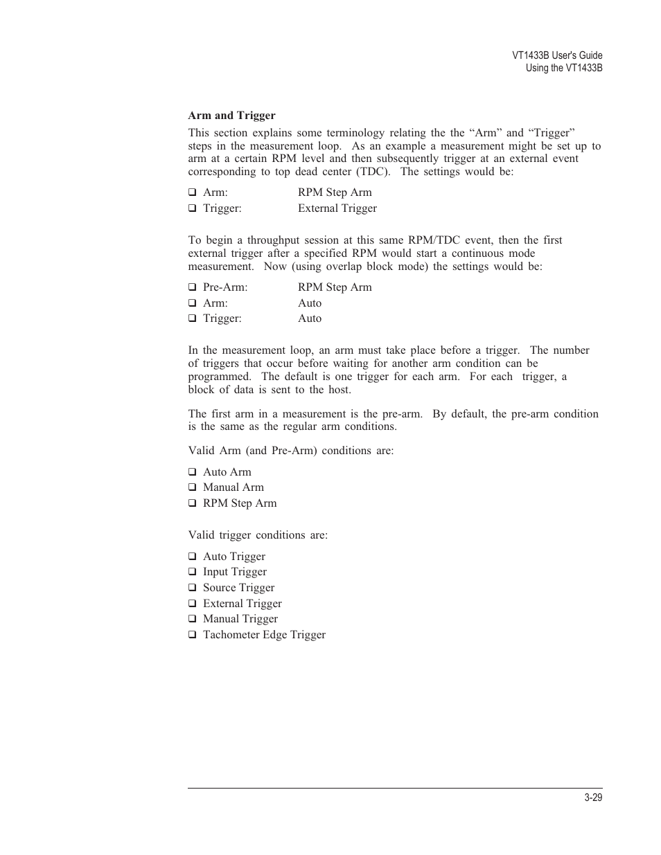 Arm and trigger 3-29 | VXI VT1433B User Manual | Page 67 / 203