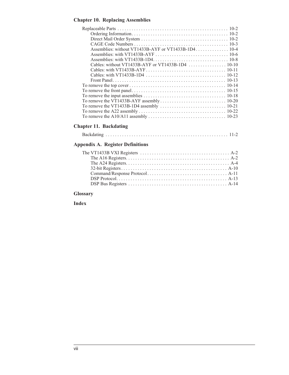VXI VT1433B User Manual | Page 8 / 203