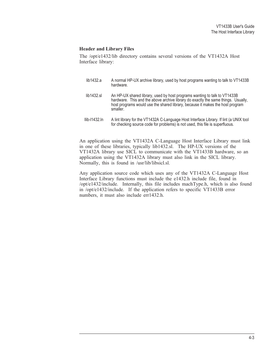 Header and library files 4-3 | VXI VT1433B User Manual | Page 81 / 203