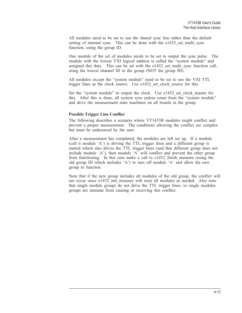 Possible trigger line conflict 4-13 | VXI VT1433B User Manual | Page 91 / 203