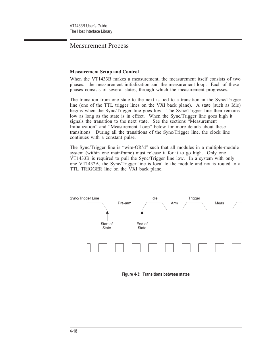 Measurement process 4-18, Measurement setup and control 4-18, Measurement process | VXI VT1433B User Manual | Page 96 / 203