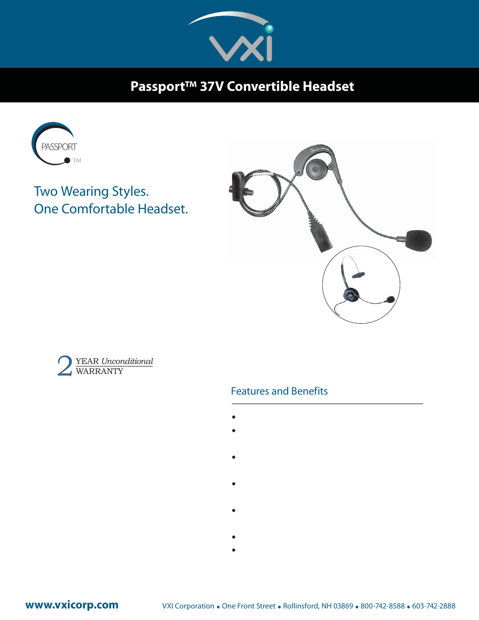 VXI Passport 37V User Manual | 1 page