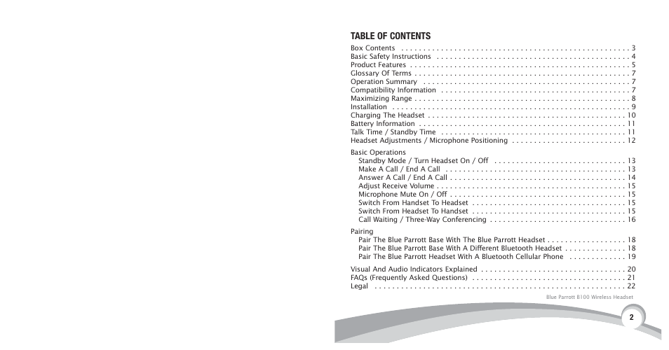 VXI BlueParrott B100 User Manual | Page 3 / 26