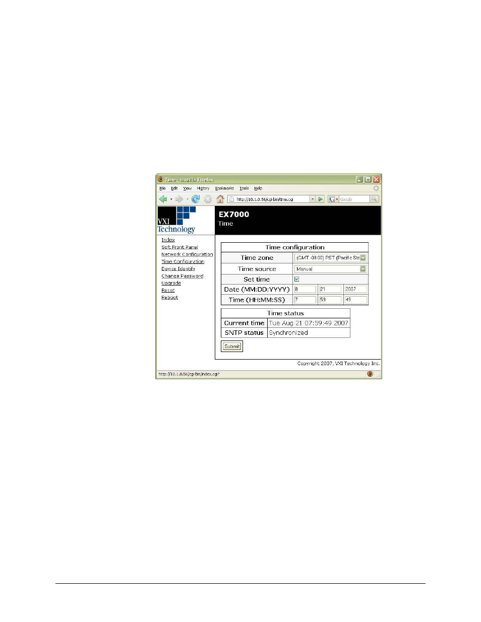 Time configuration | VXI EX7000 User Manual | Page 31 / 39