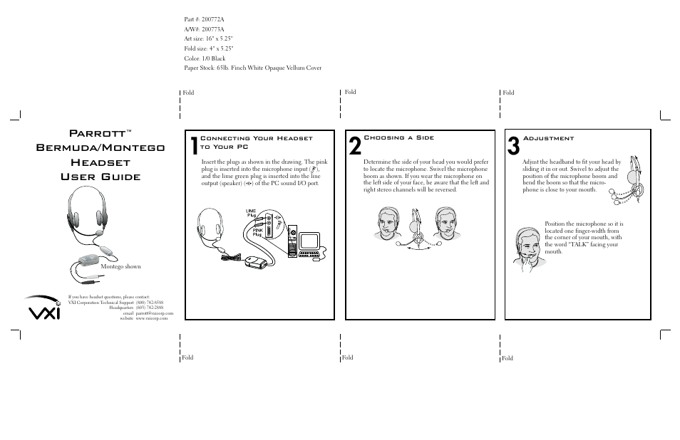 VXI Headsets User Manual | 2 pages