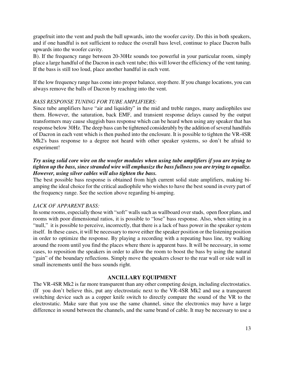 Von Schweikert Audio VR-4SR MK2 User Manual | Page 13 / 15