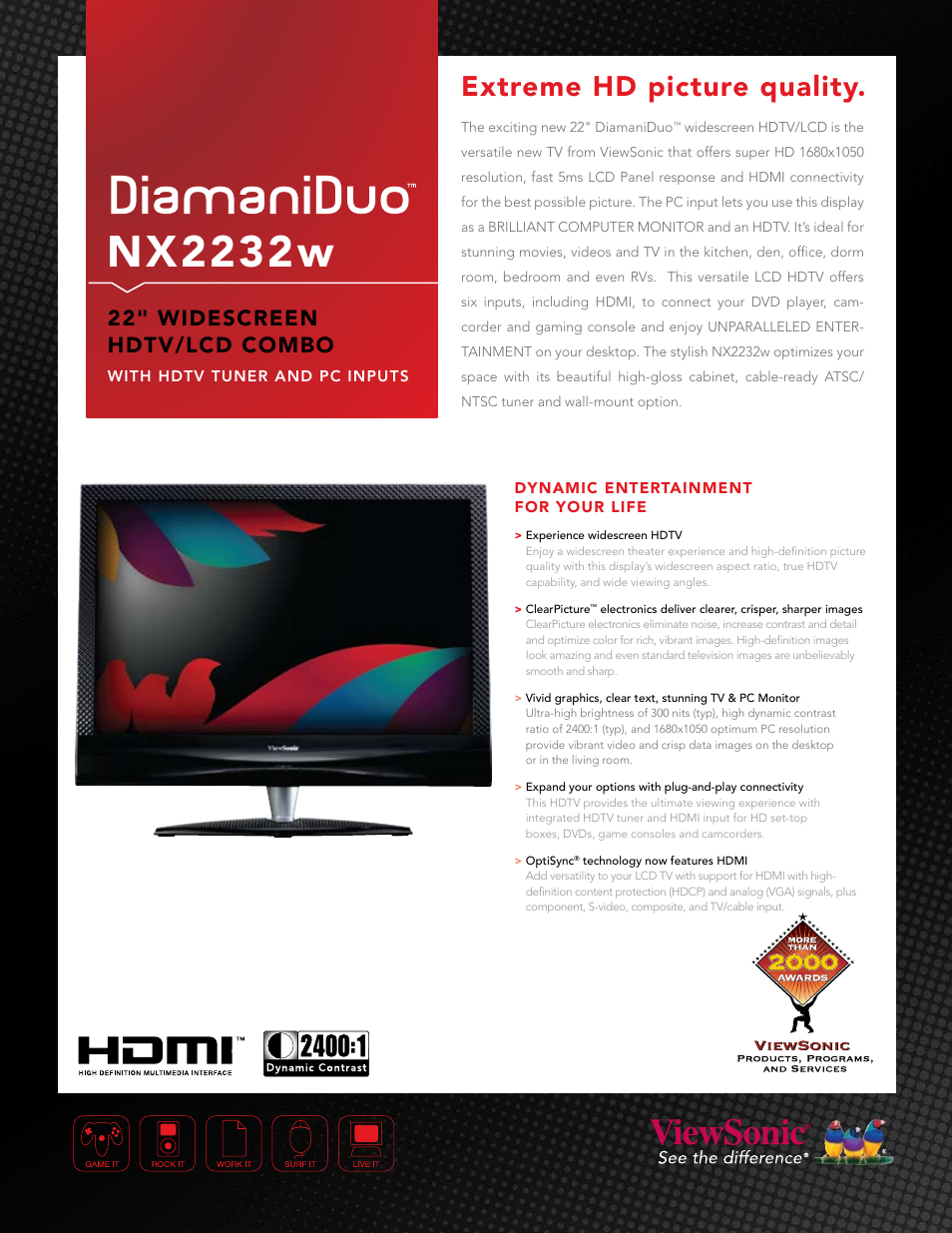 VIEWSONIC DiamaniDuo NX2232w User Manual | 2 pages