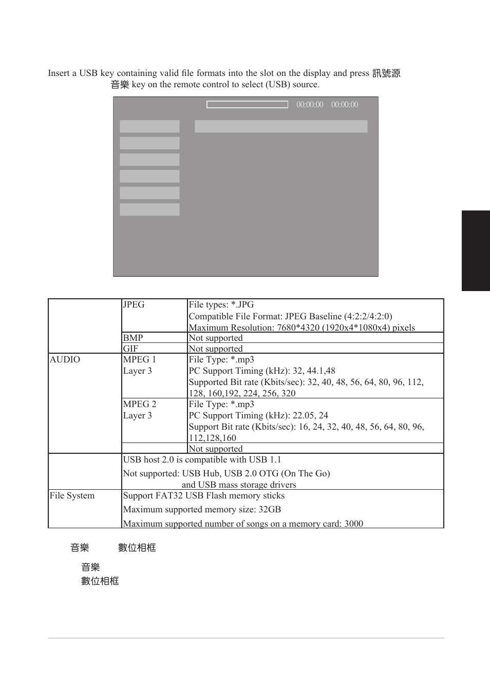 Using a usb source, Supported file formats, English | VIEWSONIC VS12078 User Manual | Page 29 / 34