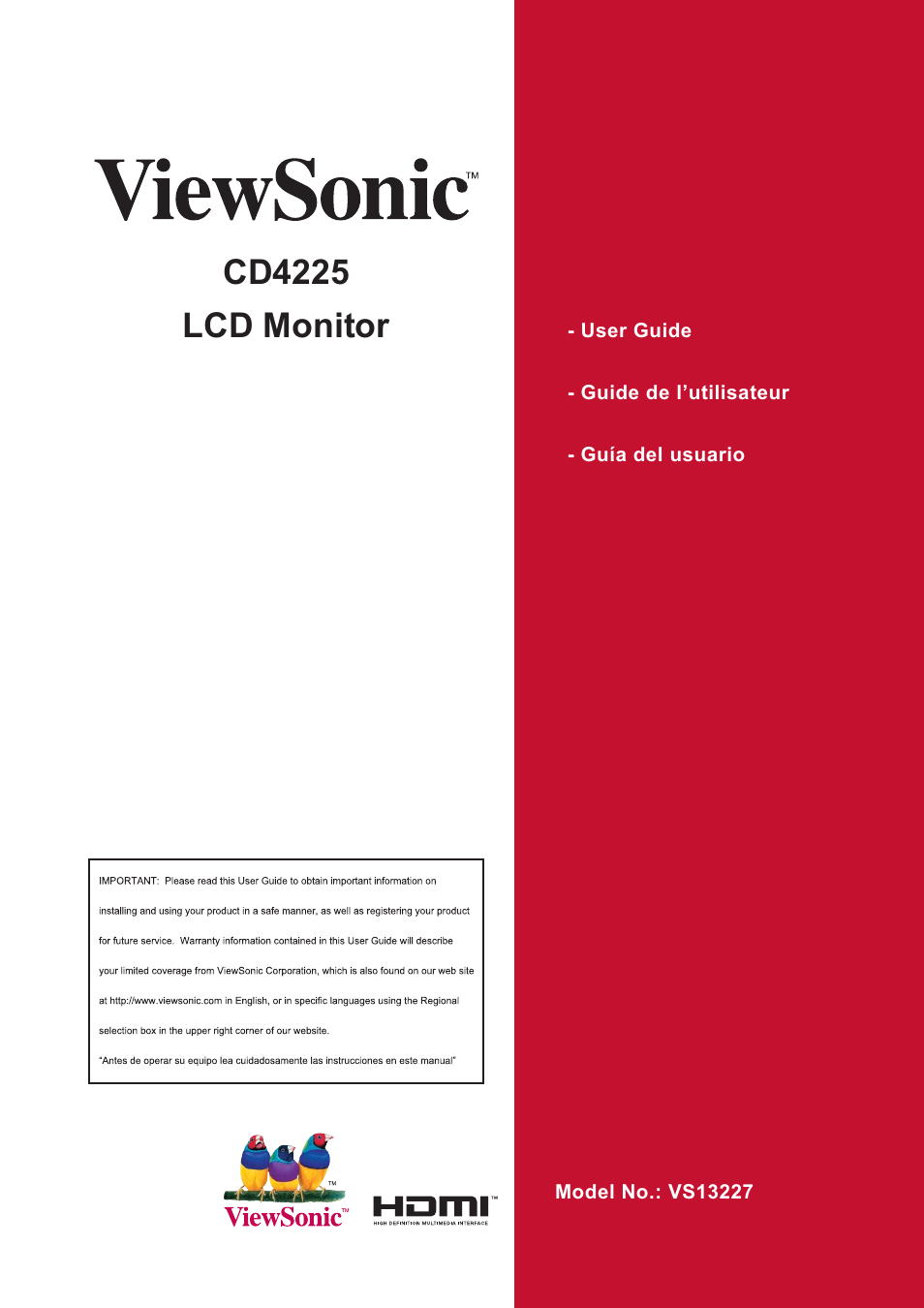 VIEWSONIC CD4225 User Manual | 47 pages