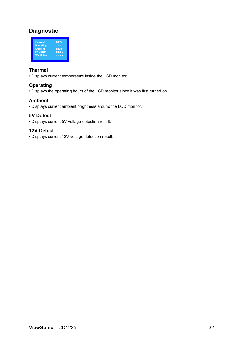 Diagnostic | VIEWSONIC CD4225 User Manual | Page 34 / 47