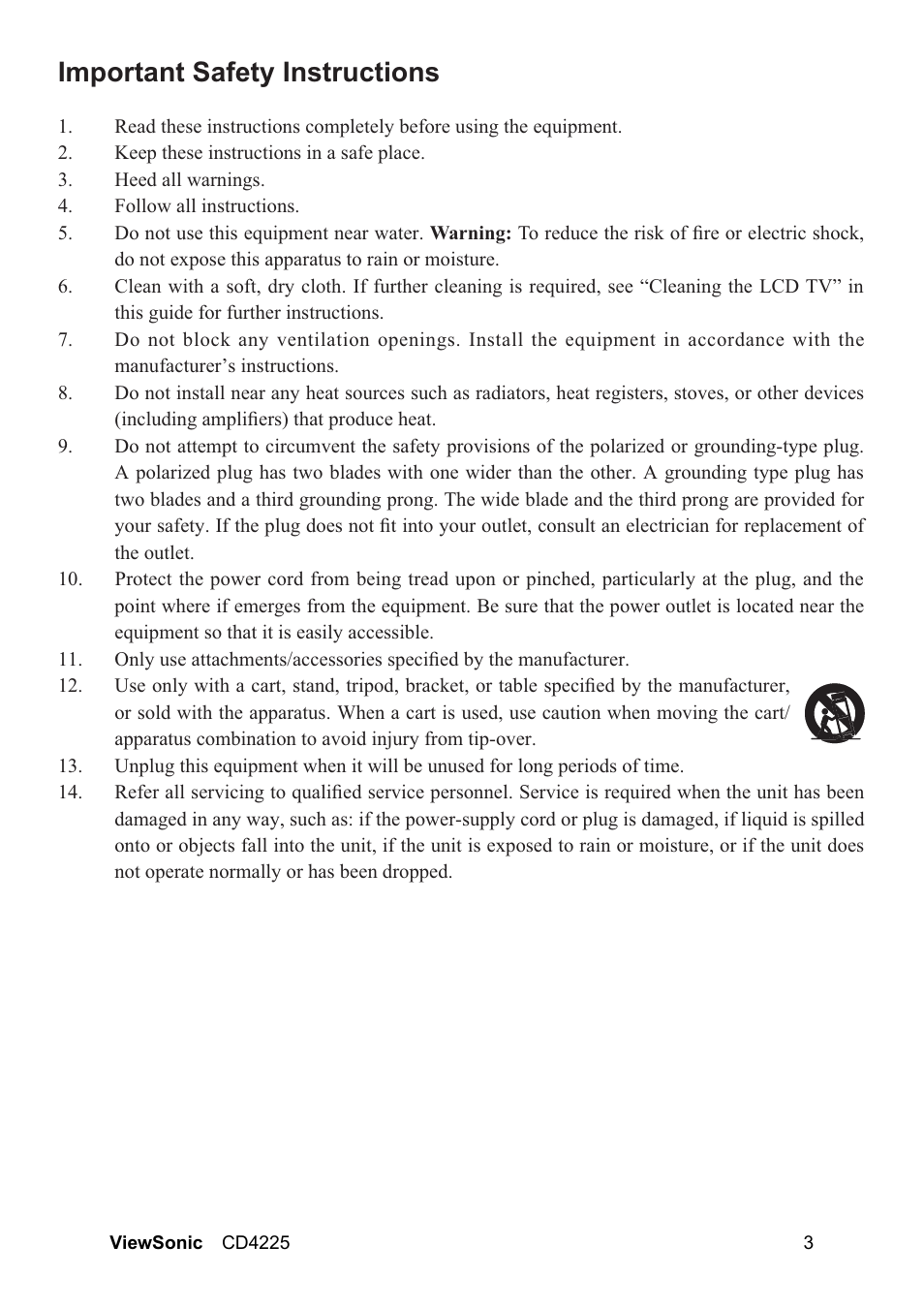 Psruwdqw6dihw\,qvwuxfwlrqv | VIEWSONIC CD4225 User Manual | Page 5 / 47