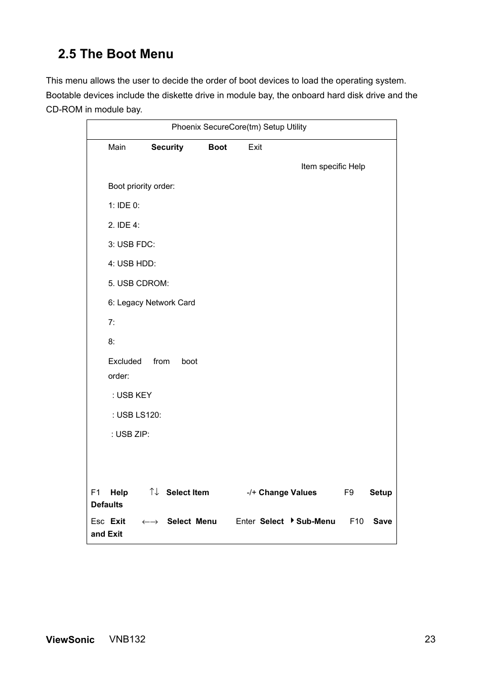 5 the boot menu | VIEWSONIC VS13191 User Manual | Page 30 / 35