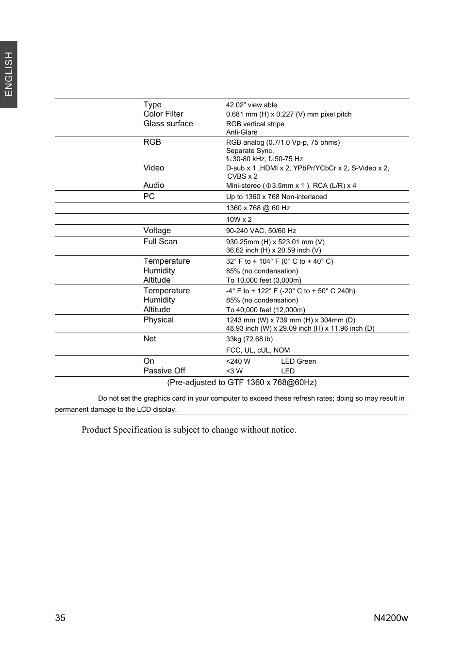 Other information | VIEWSONIC N4200W User Manual | Page 37 / 42