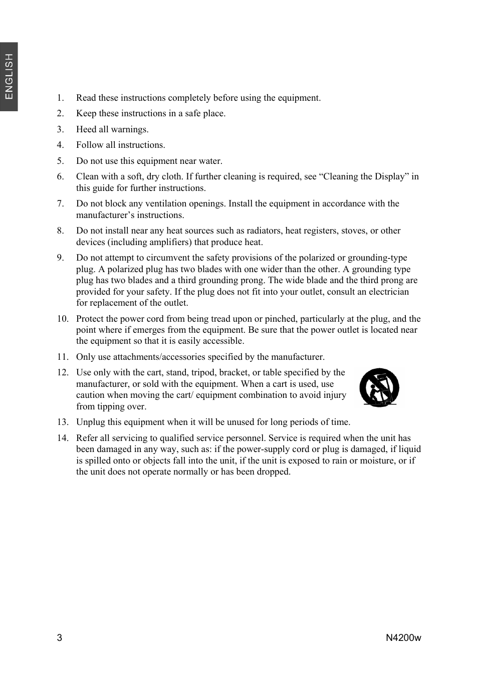 Important safety instructions | VIEWSONIC N4200W User Manual | Page 5 / 42