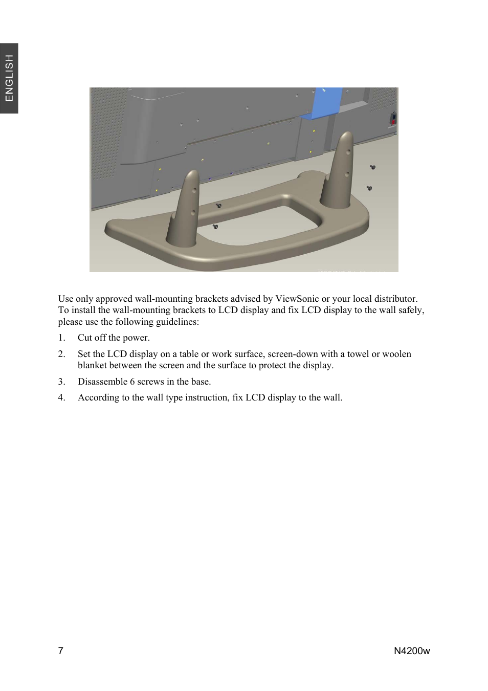 The wall type is installed | VIEWSONIC N4200W User Manual | Page 9 / 42