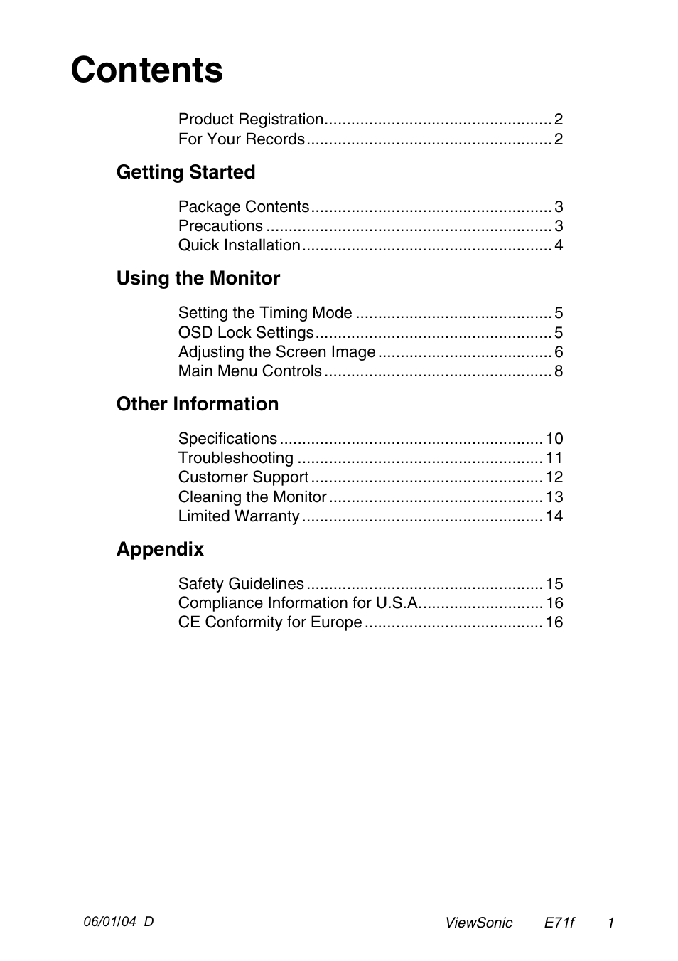 VIEWSONIC E71F User Manual | Page 2 / 18