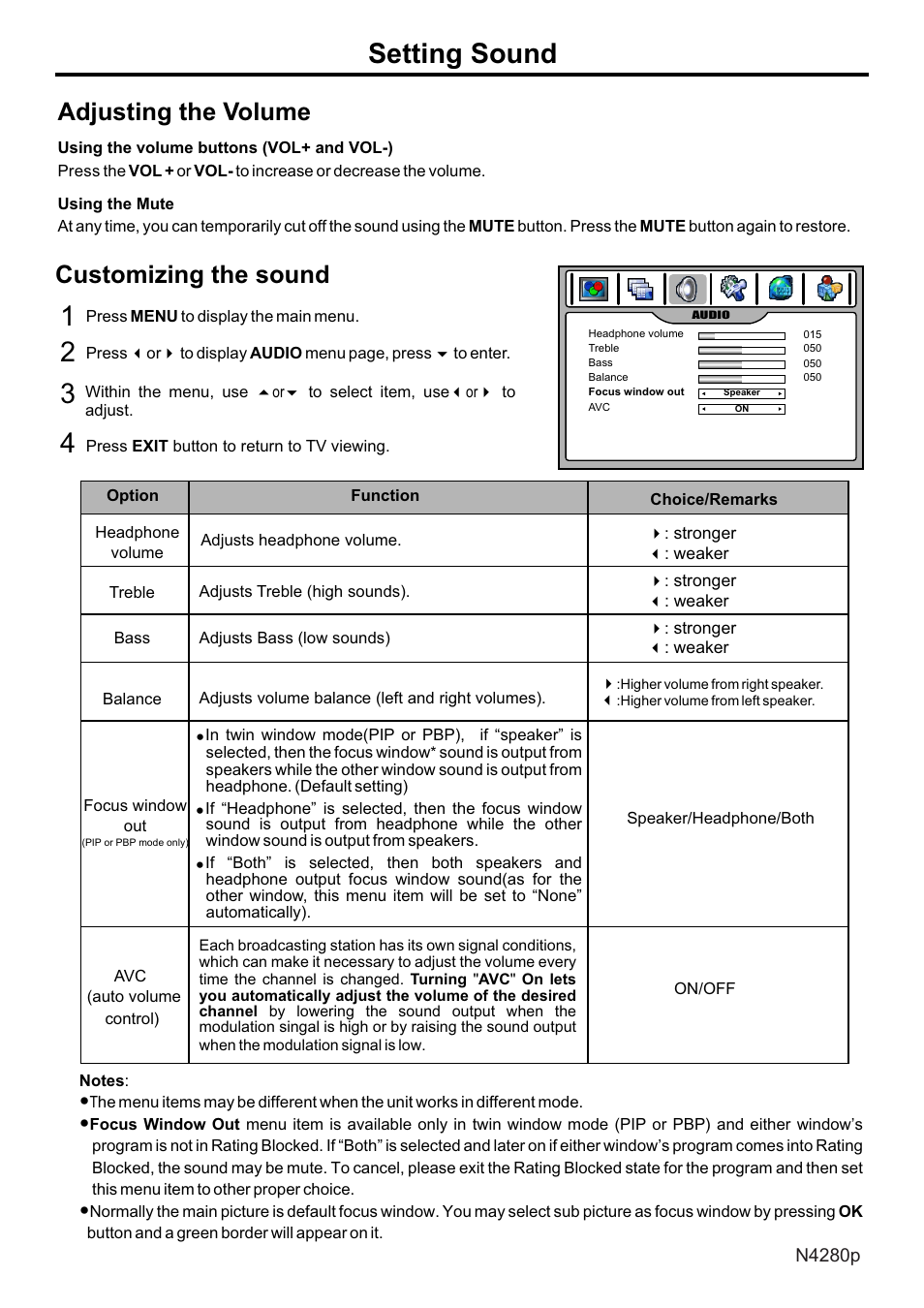 页面 27, Setting sound, Adjusting the volume | Customizing the sound | VIEWSONIC N4280p User Manual | Page 28 / 57