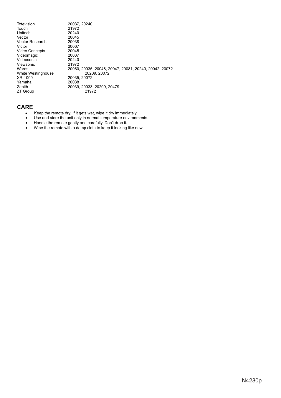 页面 53, Care | VIEWSONIC N4280p User Manual | Page 54 / 57